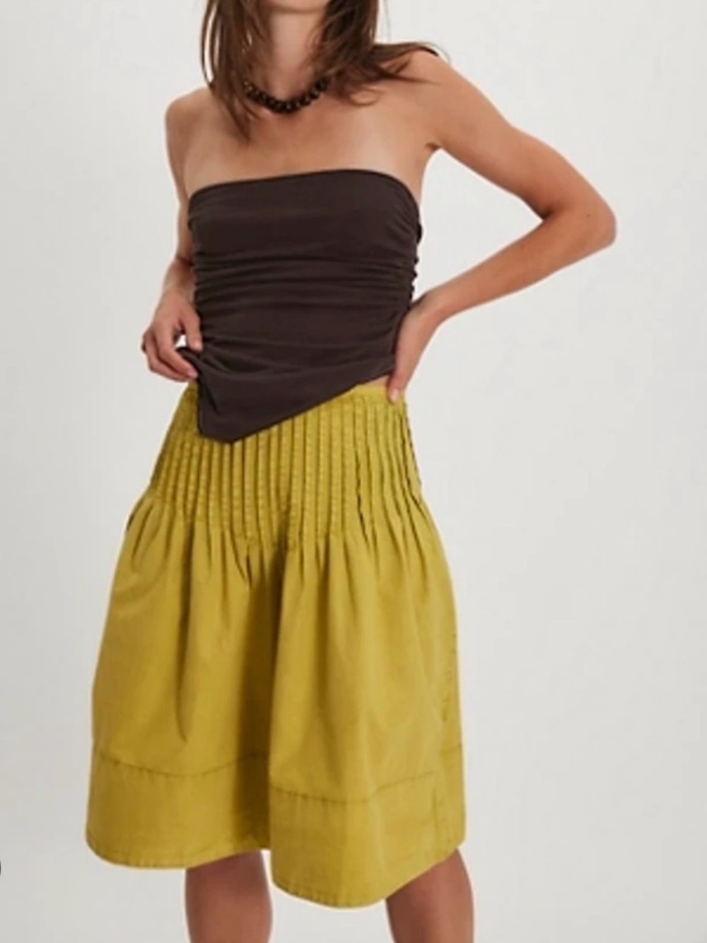 Free People Peyton Pintuck Midi Skirt Size 2